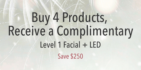 Buy 4 Skincare Products, Receive a FREE Level 1 Facial with LED (Valued at $250)